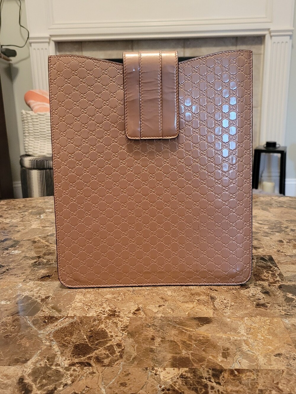 Gucci Blush Pink Embossed Microgucci GG Leather Tablet Sleeve 256575-0416